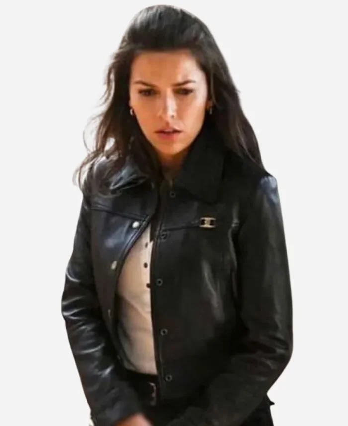 Sofia Pernas TV Series Tracker 2024 Billie Matalon Black Leather Jacket