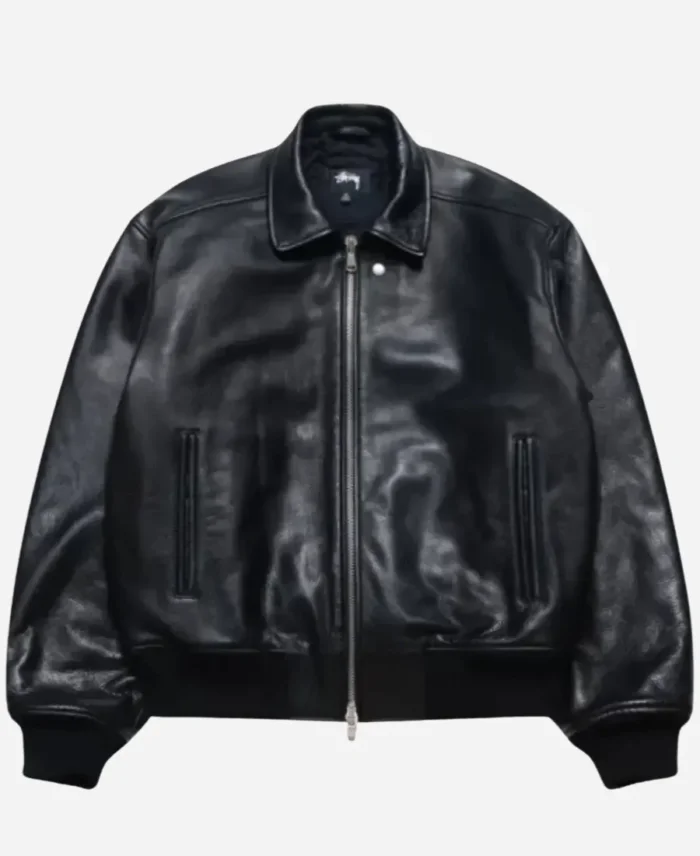 Stussy Flight Leather Black Jacket