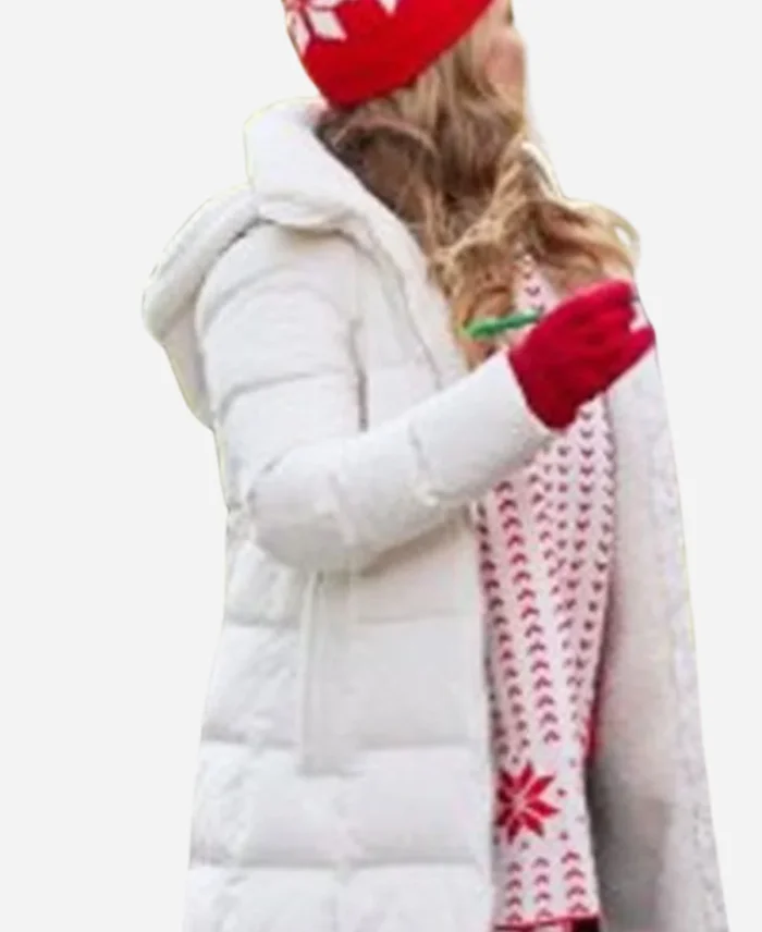 Tammin Sursok Trivia at St. Nick’s 2024 White Puffer Coat