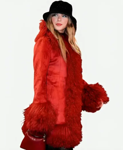 Taylor Swift Chiefs Game Red Faux Fur Coat