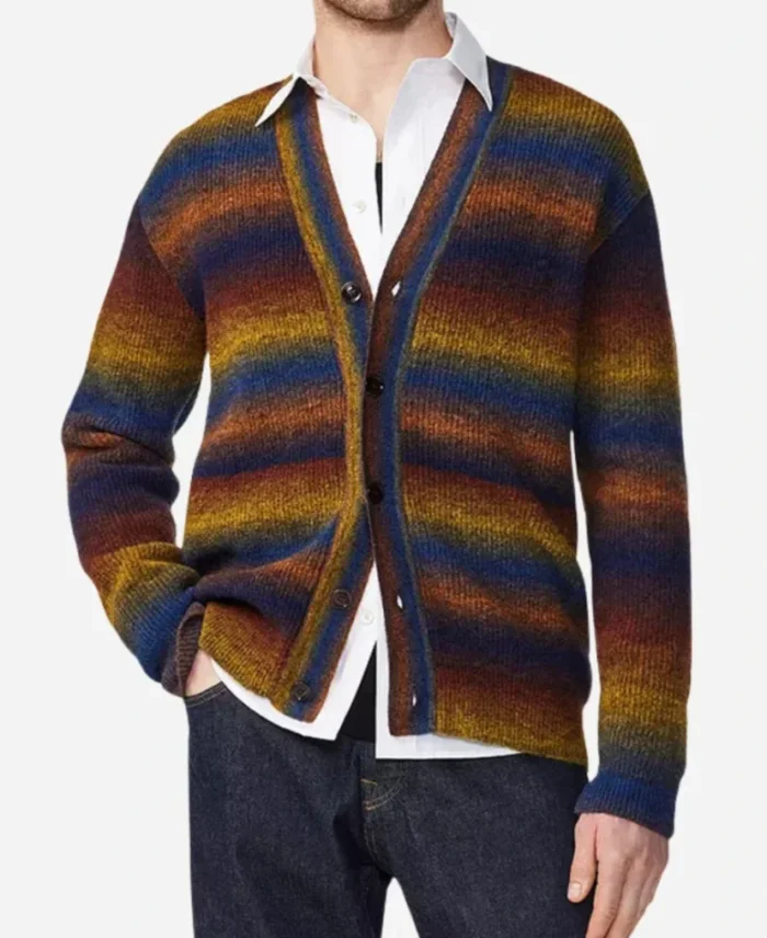 Teddy Tascioni Tv Series Elsbeth Season 02 Ben Levi Ross Multi-Striped V-Neck Cardigan