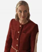 The Christmas Charade Rachel Skarsten Red Dress Coat