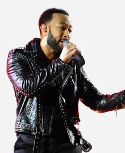 The Voice S25 Finale 2024 john legend Studded Leather Jacket