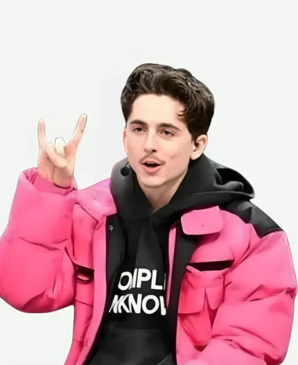 Timothee Chalamet Pink Puffer Jacket