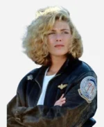 Top Gun Kelly McGillis Black Leather Jacket