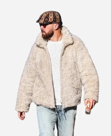 Travis Kelce MARNI Oat Shaggy Beige Jacket For Sale