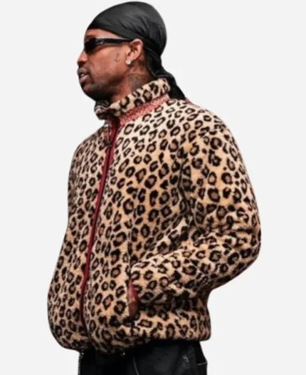 Travis Scott Cleveland Celtics Game Leopard Jacket