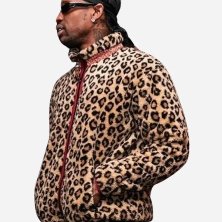 Travis Scott Cleveland Celtics Game Leopard Print Jacket
