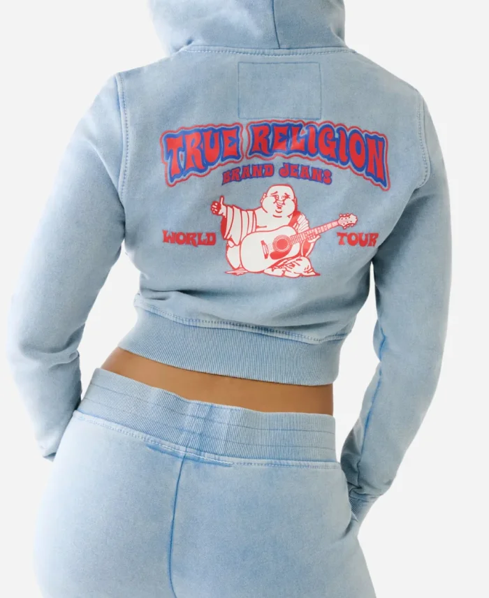 True Religion Big T Logo Cropped Hoodie