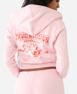 True Religion Big T Logo Zip Crop Hoodie 