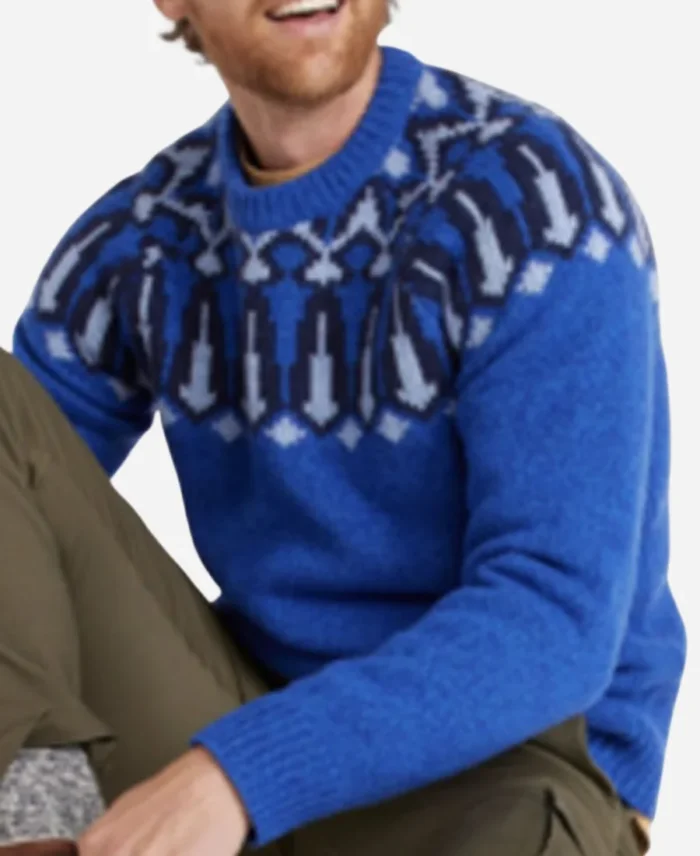 Tv Show E! News Jonathan Bennett Blue Fair Isle Sweater For Mens