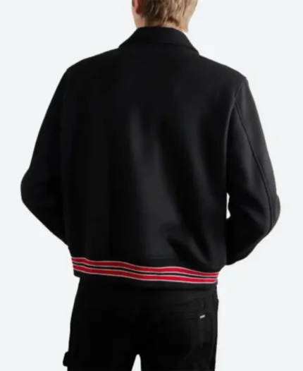 Unisex AMIRI Bones Twill Black Varsity Bomber Jacket For Sale