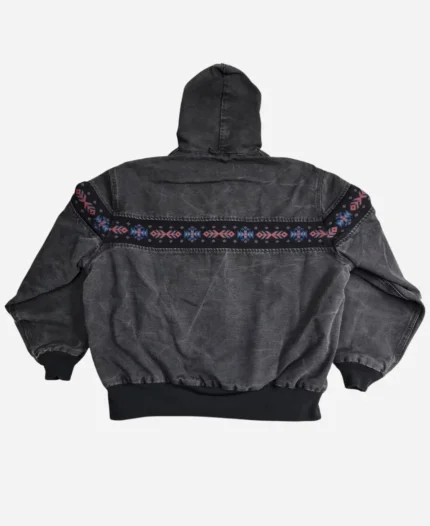 Vintage Carhartt Aztec Black Hooded Cotton Blend Jacket