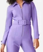 Zoe Hamilton Tv Series Signora Volpe Season 02 Natalie Shinnick Purple Belted Collared Jumpsuit