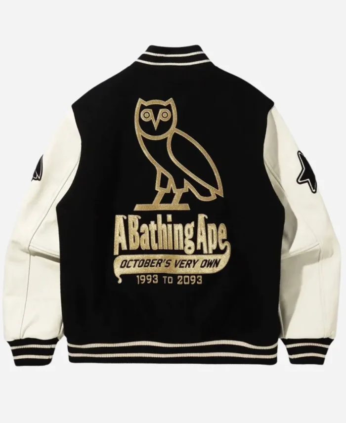 A Bathing Ape Bape October’s Very Own Varsity White and Black Jacket