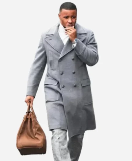 AFC Divisional Playoff Saquon Barkley Grey Coat