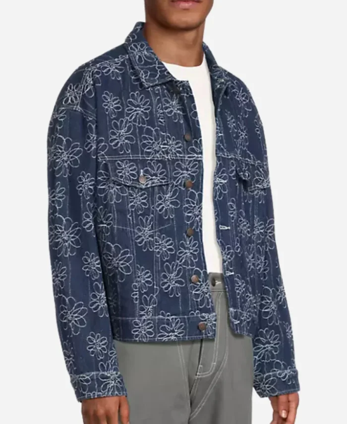 Access Hollywood Scott Evans Floral Print Denim Jacket