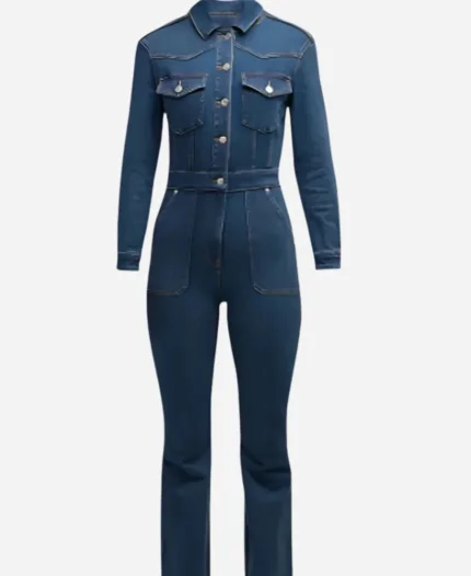 Ali Larter TV Series Landman 2024 Angela Norris Blue Denim Jumpsuit