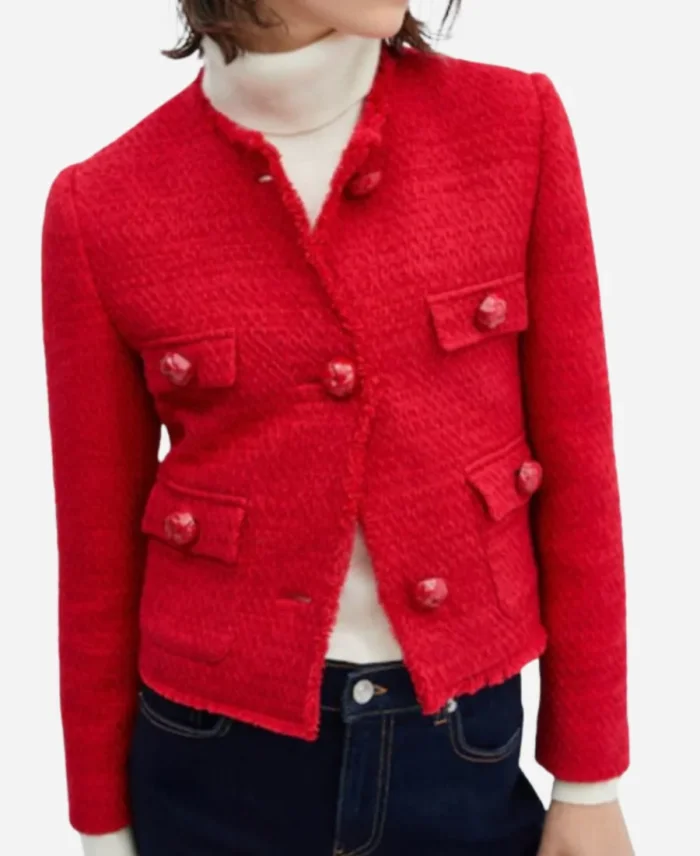 Armande ÇA, C’EST PARIS ! 2024 Galia Salimo Red Tweed Multiple Pockets Jacket For Sale