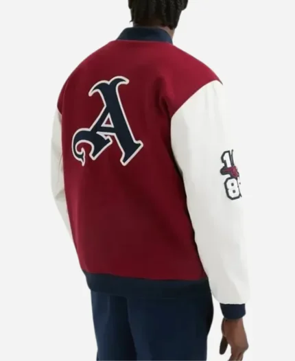 Arsenal Full-Snap Red And White Varsity Jacket For Unisex