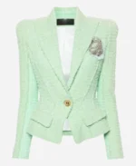 Ashley Park Emily In Paris S04 Green Tweed Blazer