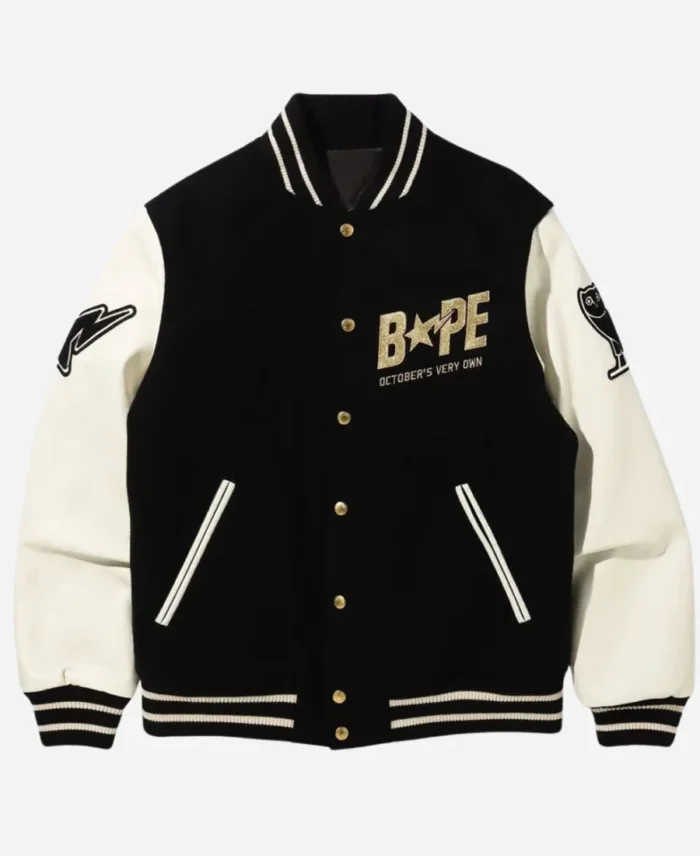 BAPE X OVO Black Varsity Jacket