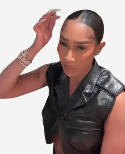 Bia Black Leather Vest for Womens