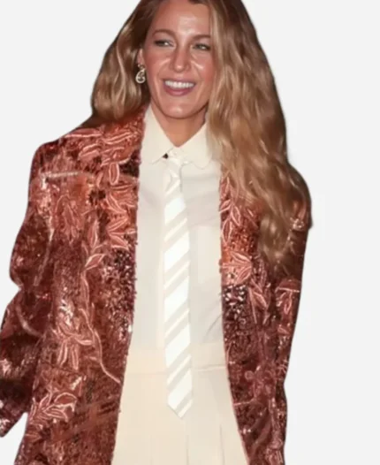 Blake Lively London Date Night Pink Sequin Blazer