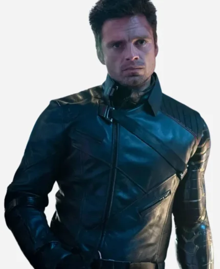 Bucky Barnes Movie Thunderbolts 2025 Sebastian Stan Black Leather Jacket