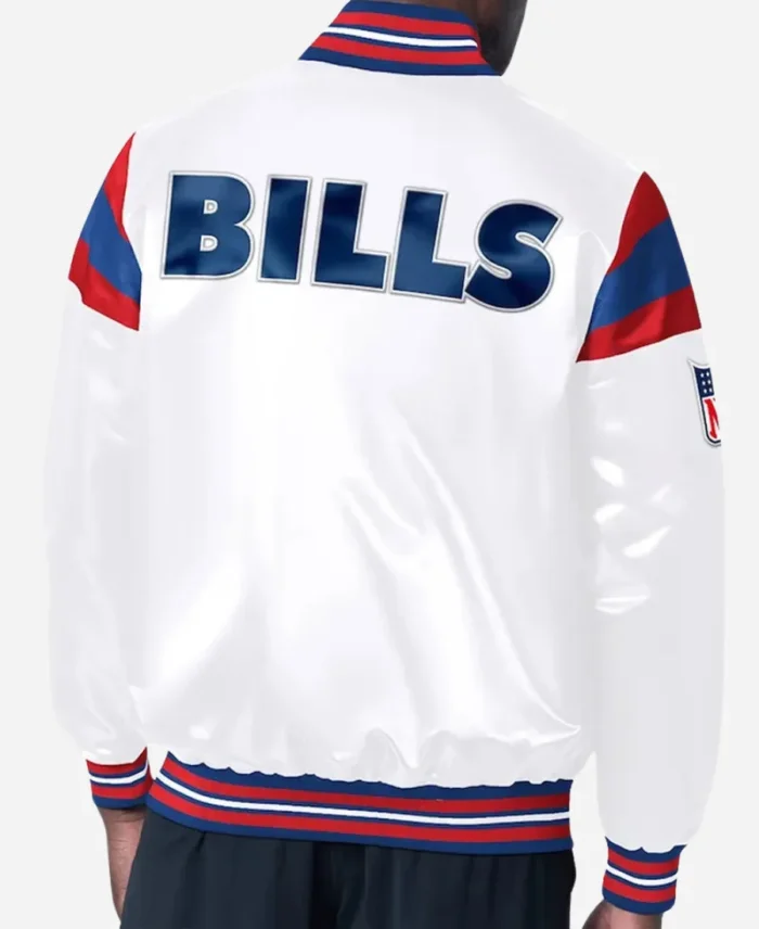 Buffalo Bills Midweight Full-Snap Varsity White Satin Jacket