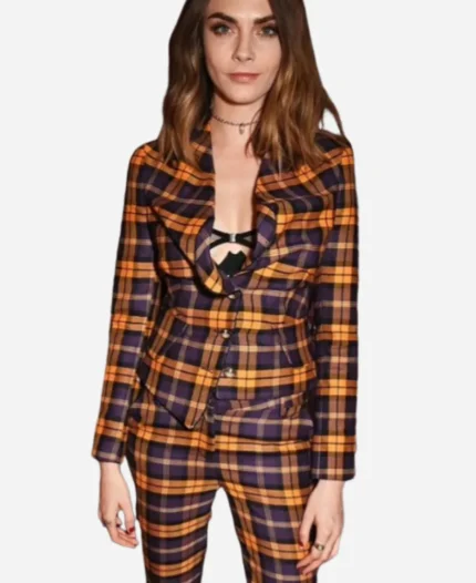 Cara Delevingne Plaid Suit