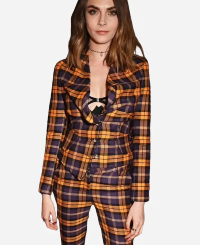 Cara Delevingne Plaid Suit