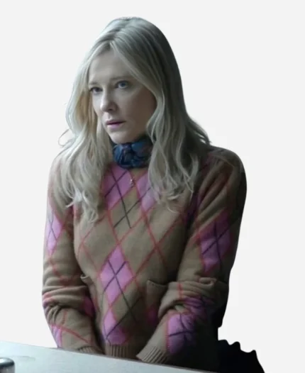 Cate Blanchett Disclaimer 2024 Brown Argyle Sweater