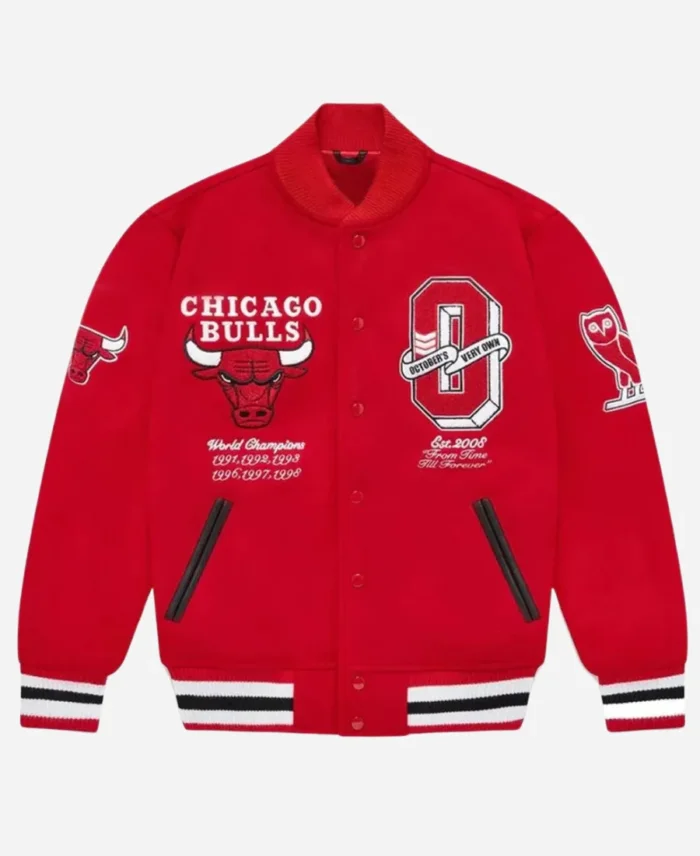 Chicago Bulls OVO Red Varsity Jacket