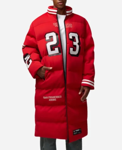 Christian McCaffrey 49ers Off Season Puffer Long Coat