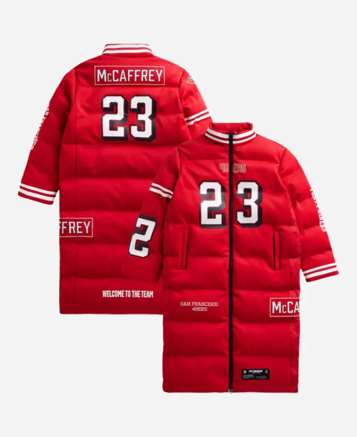 Christian McCaffrey San Francisco 49ers Off Season Puffer Long Coat