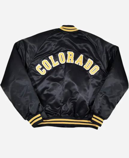 Colorado Buffaloes 80s Full-Snap Black Satin Jacket