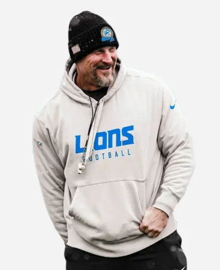 Dan Campbell Lions Grey Pullover Hoodie