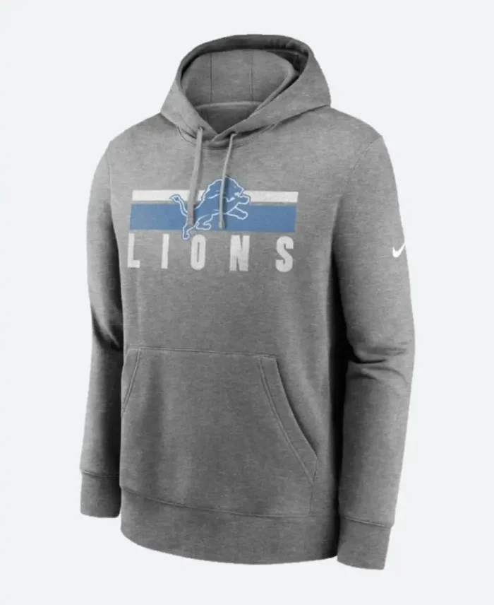 Detroit Lions Heather Charcoal Hoodie Front