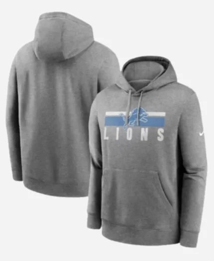 Detroit Lions Heather Charcoal Hoodie Front Back