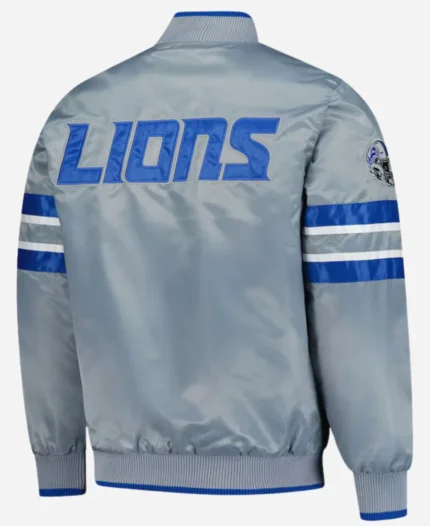 Detroit Lions Starter Silver Scout II Full-Snap Varsity Jacket For Sale