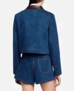 E! News Emily Curl Denim Leather Jacket