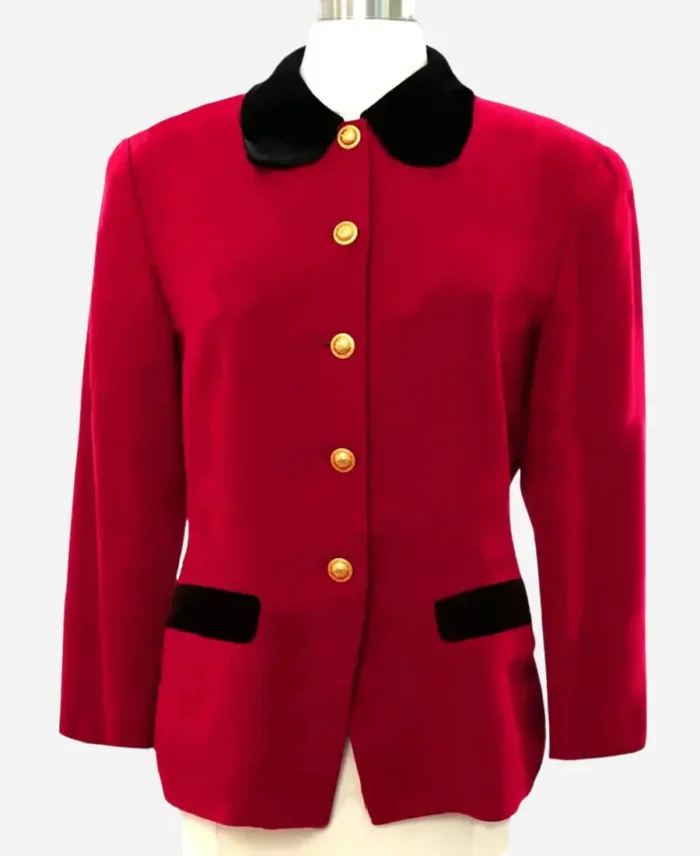 Elizabeth Debicki Tv Series The Crown Season 05 Princess Diana Red Trim Jacket