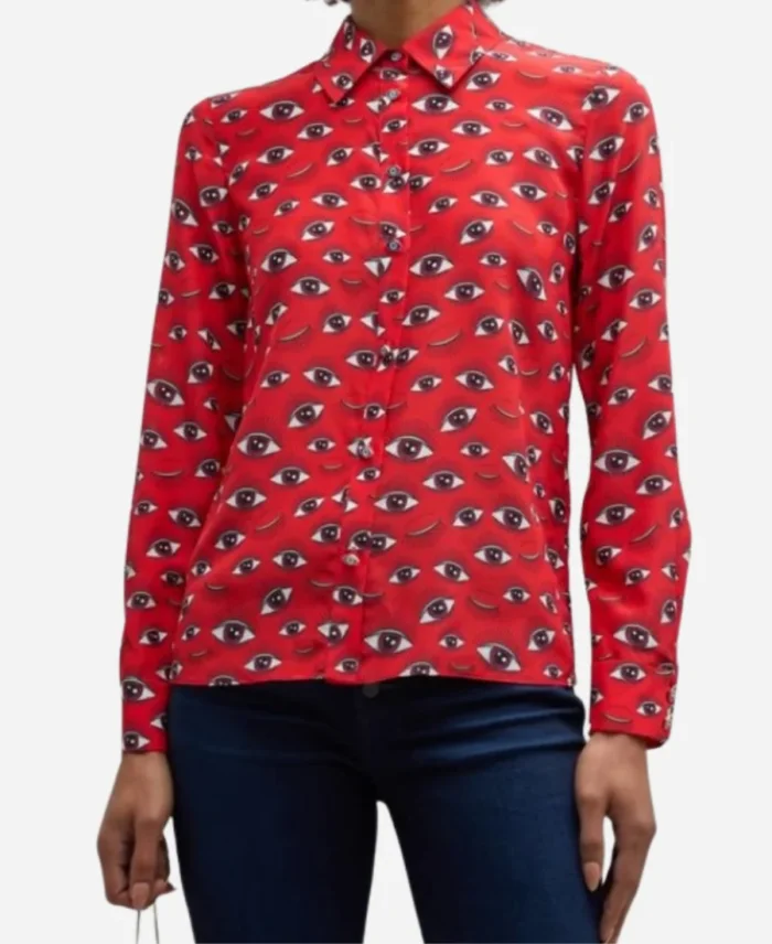 Gaby TV-Series Shrinking Season 02 Jessica Williams Red Eye Print Button-Up Top