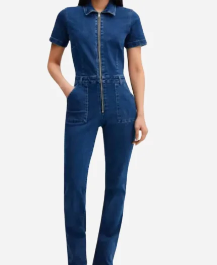 Gwen Sanders TV-Series English Teacher 2024 Stephanie Koenig Blue Denim Jumpsuit For Sale