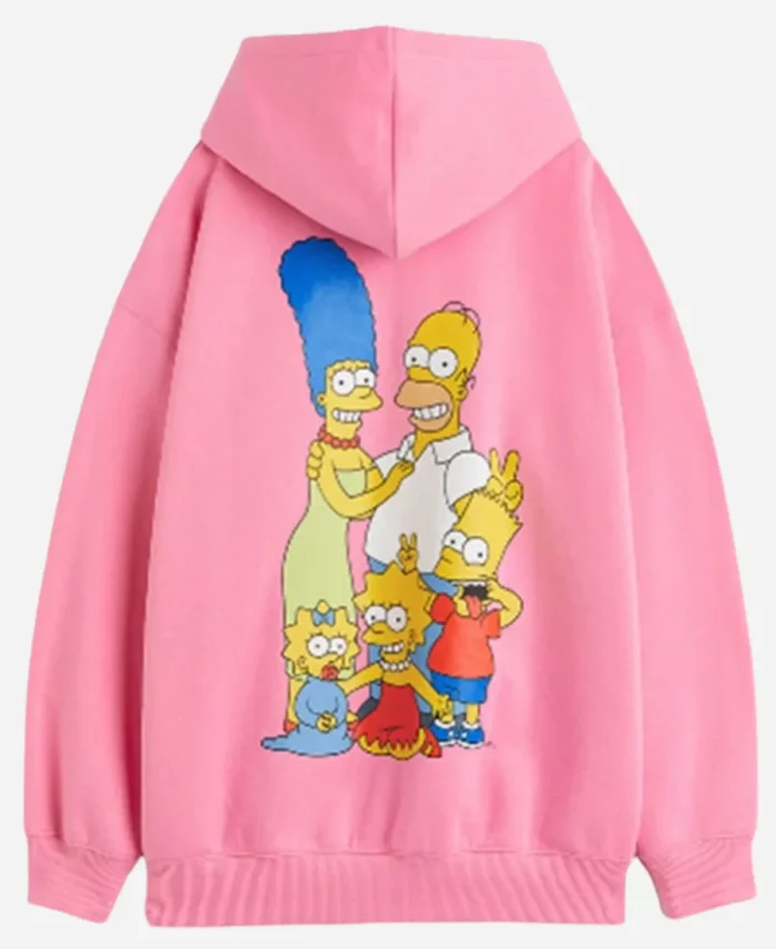 H&M Homer Simpson Womens Pink Oversized Pullover Hoodie