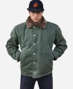 Heat Straps Deck Suede Leather Jacket Green