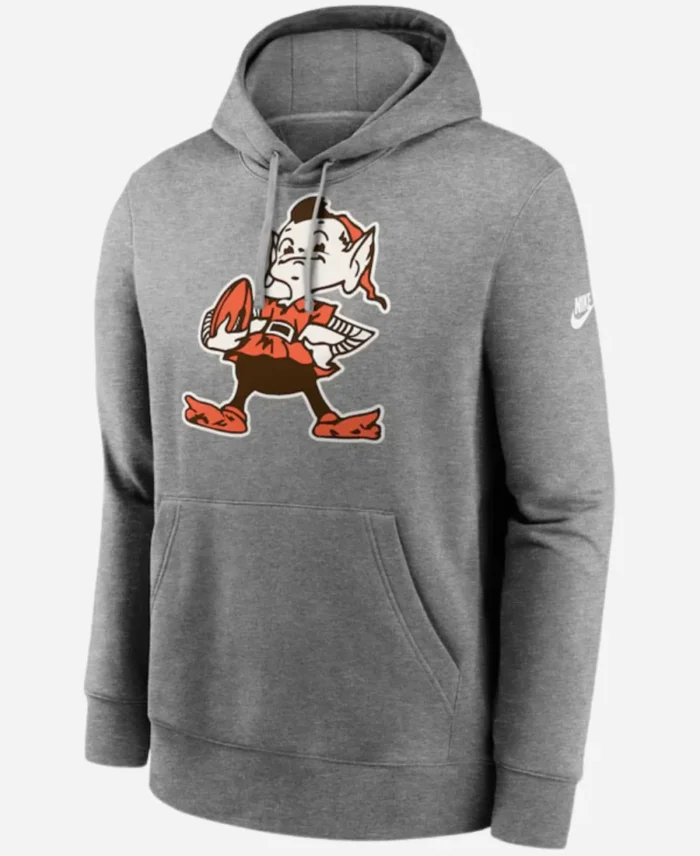 Heather Gray Cleveland Browns Rewind Club Logo Hoodie