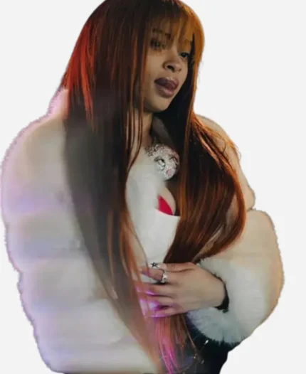 Ice Spice White Fur Jacket