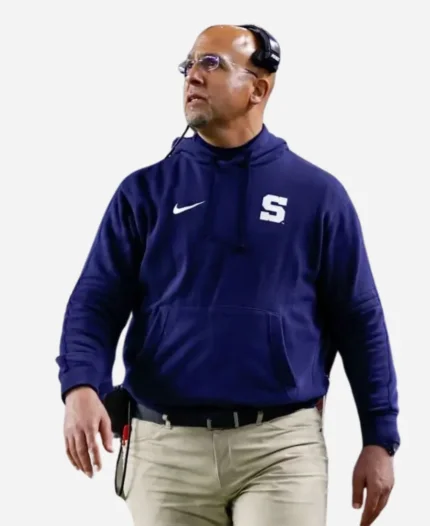 James Franklin Penn State Sideline Blue Pullover Hoodie